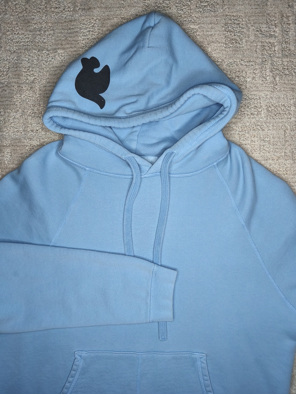 FREECITY Light Blue Dove Logo Raglan Hoodie Sweatshirt Size 1 Fits XS/S Read